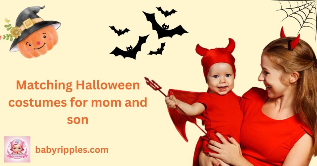 Matching Halloween costumes for mom and son