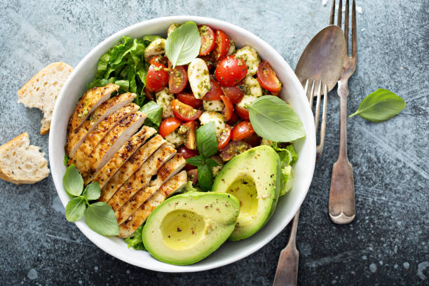 Chicken Salad with Avocado and Fresh Vegetables