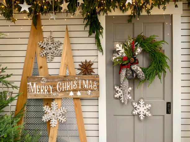 how to decorate the front door for Christmas     